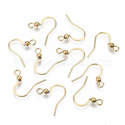 304 Stainless Steel French Earring Hooks, Flat Earring Hooks, Ear Wire,  with Horizontal Loop, Stainless Steel Color, 15~17x18mm, Hole: 2mm, 21  Gauge