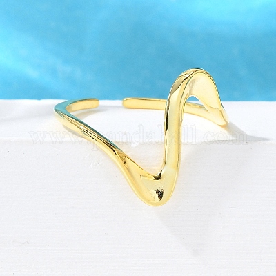 925 серебряное волнистое кольцо-манжета RJEW-D300-02G-1