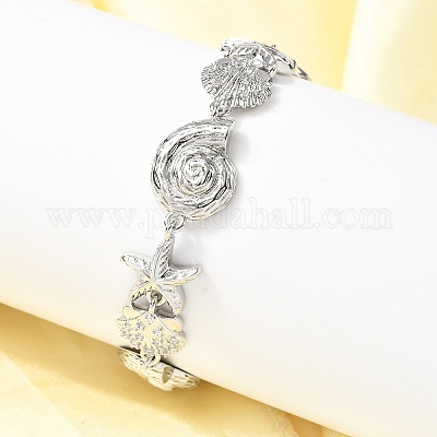 Летние пляжные браслеты-цепочки с микропаве из латуни BJEW-C118-02A-P-1