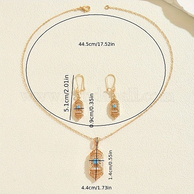 Комплекты серег и ожерелий из шестиугольной латуни с микропаве из прозрачных кубических цирконий для женщин LT5184-1
