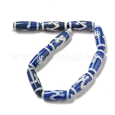 Нити синих бусин дзи в тибетском стиле TDZI-NH0001-B06-01-1