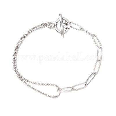 Браслеты из нержавеющей стали 304 с цепочками из шариков и скрепок для женщин BJEW-JB12716-1