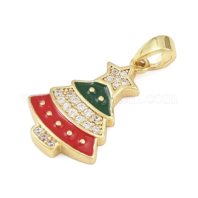 Рождественские латунные подвески с микропаве из фианита KK-H518-04D-G-1