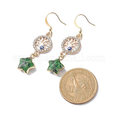 Звезда из натурального драгоценного камня с серьгами с подвесками от сглаза EJEW-JE05069-1