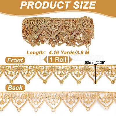 Лента в этническом стиле с утюгом/пришивкой из полиэстера с металлизированной вышивкой и цветочной лентой SRIB-WH0011-204C-1