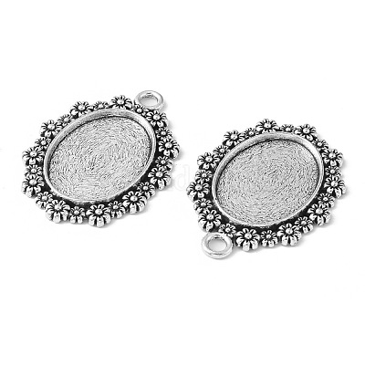 Старинные тибетском стиле сплава сеттинги ободок цветок кулон кабошон X-TIBEP-O006-03AS-1