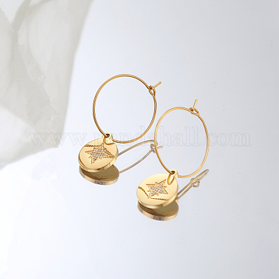 Женские серьги-кольца в форме звезды из нержавеющей стали 304 CD0332-1-1