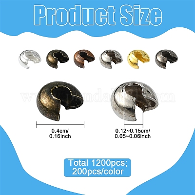 1200 шт. 6-х цветные железные крышки для бусин&nbsp;IFIN-YW0003-72-1
