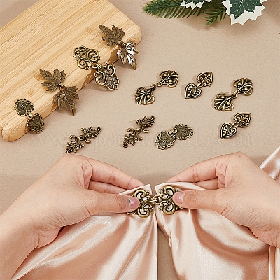 12 комплект из 6-х видов кнопок-крючков из цинкового сплава в тибетском стиле FIND-FH0009-29-1