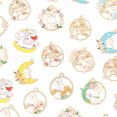 30шт 15 стиля подвески из сплава с эмалью ENAM-FS0003-64-1