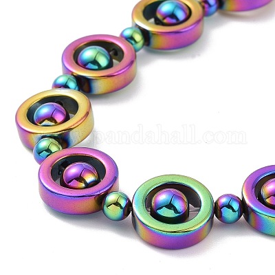 Колье из бисера из синтетического гематита и латуни с магнитными застежками NJEW-G047-01D-1