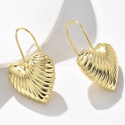 Текстурированные серьги-подвески в форме сердца из латуни EJEW-B132-04G-1