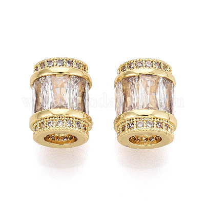 Латунные микро проложить кубического циркония бусы KK-P237-02G-1