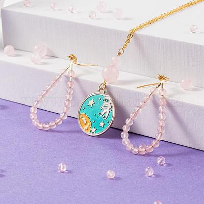 340шт 4 размера бусины из натурального розового кварца G-LS0001-13-1