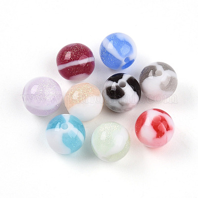 Двухцветные бусины из непрозрачной смолы RESI-N042-12mm-16-1