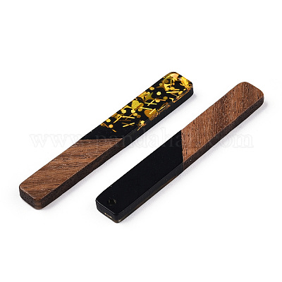 Большие подвески из непрозрачной смолы и орехового дерева RESI-N039-36-1