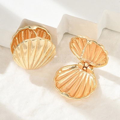 Латунь обруч серьги для женщин EJEW-U041-07G-1