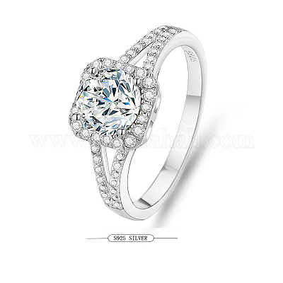 Кольца для пальцев из стерлингового серебра с родиевым покрытием и микропаве из кубических цирконий WG49295-12-1