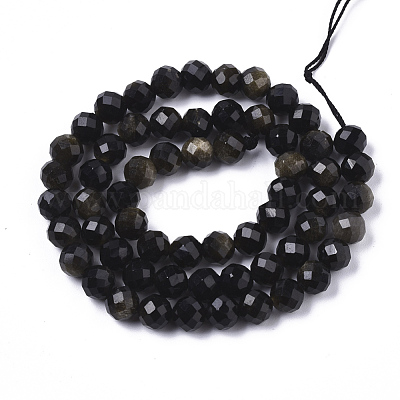 Естественный золотистый отлив обсидиан бисер пряди G-N328-007-1