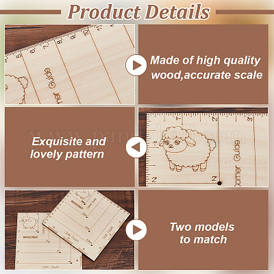 2 шт. квадратный деревянный крючок и плотность вязания DIY-BC0014-02-1