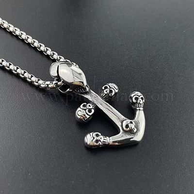 Винтажные мужские ожерелья с подвеской в виде черепа и якоря из нержавеющей стали 304 HX2759-1