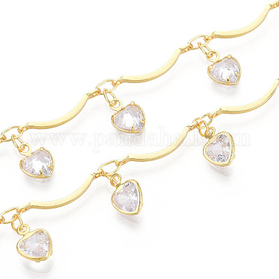 Цепи из латуни и стекла с фестончатыми прутьями CHC-T018-08G-1