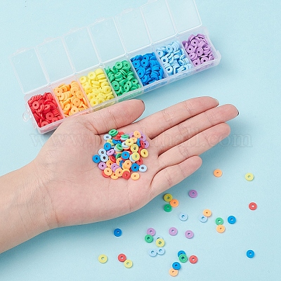 700шт 7 цвета бусины из полимерной глины ручной работы CLAY-YW0001-39-1