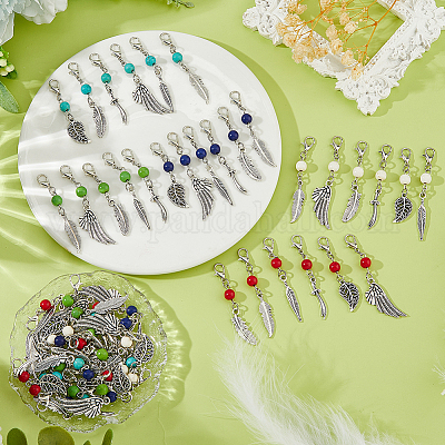 60 шт. маркеры петель из сплава и синтетической бирюзы HJEW-DC00087-1