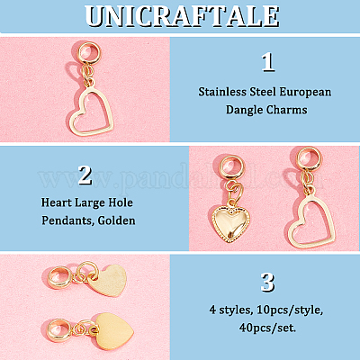 40 шт. 4 стиля европейских подвесок из нержавеющей стали 304 PALLOY-UN00005-1