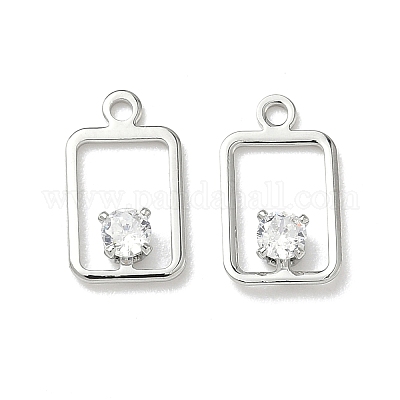 Прямоугольные подвески из латуни с микропаве из кубических цирконий KK-Z136-04P-1