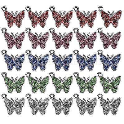 25 шт. 5 цвета подвески-бабочки из цинкового сплава ENAM-SZ0001-81-1