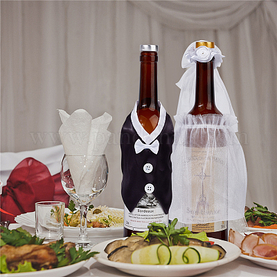 White Bridal Wedding Dress Wine Bottle Koozie, Bottle Cover Sleeve 8