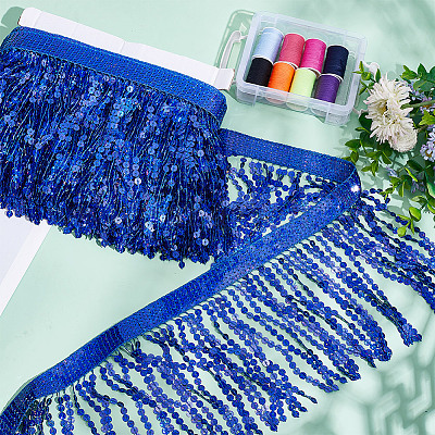 10 ярд полиэфирной кружевной ленты с кисточками DIY-WH0430-569C-1