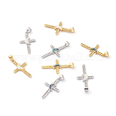 Подвески из латуни и натуральных ракушек KK-H744-01-1