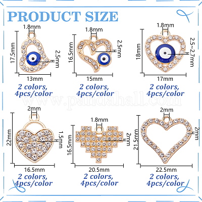 48шт 12 стиля подвески из сплава со стразами FIND-GA0007-12-1