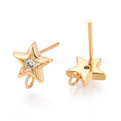 Латунные микро-паве прозрачные серьги-гвоздики из циркония MAK-T011-11G-03-1