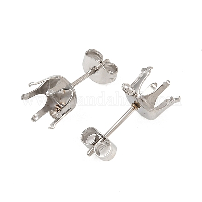 Плоская круглая фурнитура для сережек-гвоздиков из нержавеющей стали 304 STAS-D389-04F-P-1