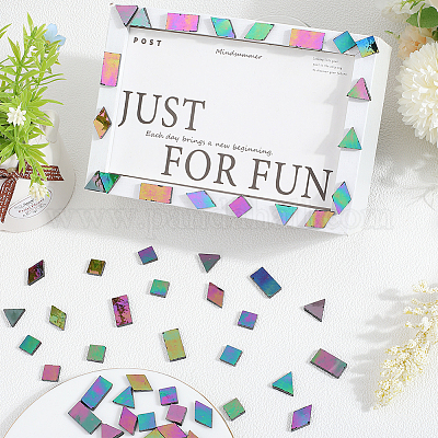 200 шт. 4 стиля радужных переливающихся стеклянных кабошонов&nbsp;MOSA-SP0001-03-1