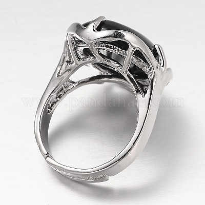 Регулируемая овальная драгоценный камень широко диапазона кольца RJEW-L062-01J-1