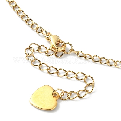 Ожерелье из сплава в форме сердца и цветка из стекла миллефиори с ионным покрытием (IP) из нержавеющей стали 304 ручной работы NJEW-JN04403-1