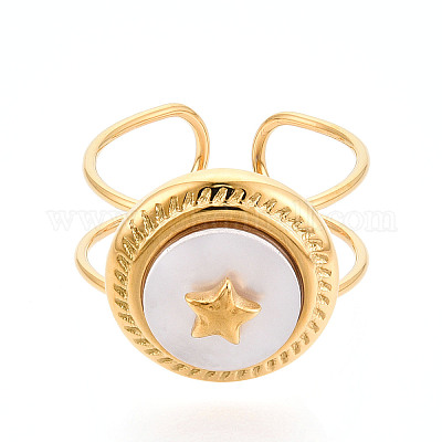 Ионное покрытие (ip) 304 нержавеющая сталь регулируемые открытые манжеты кольца для женщин RJEW-N050-01G-1