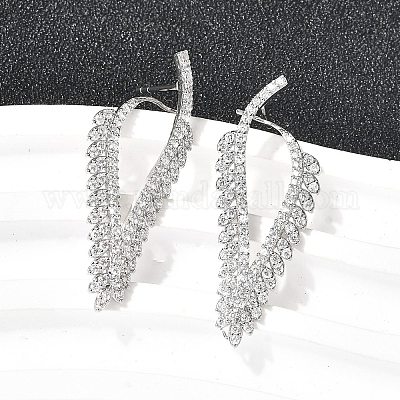 Треугольные серьги-гвоздики из латуни с микропаве и прозрачными циркониями EJEW-P322-07P-1