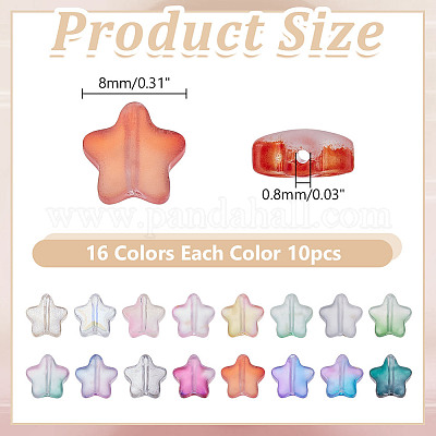 160 шт. 16-х цветные матовые стеклянные бусины GLAA-AR0001-80-1