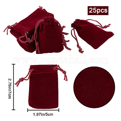 25шт прямоугольные бархатные мешочки с завязками TP-BBC0001-04B-02-1