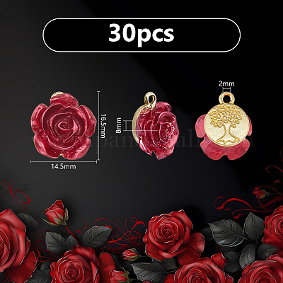 30 шт. подвески-розы из непрозрачной смолы FIND-DC0007-84-1