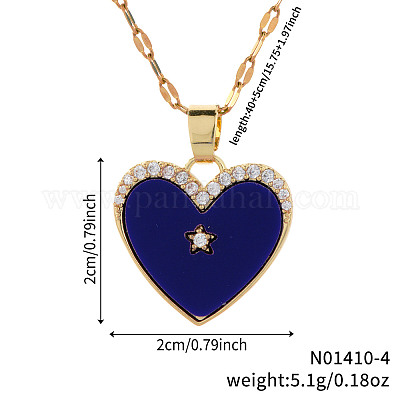 Элегантные модные латунные ожерелья в форме сердца с микропаве из прозрачных блестящих кубических цирконий для повседневного ношения HK4555-2-1