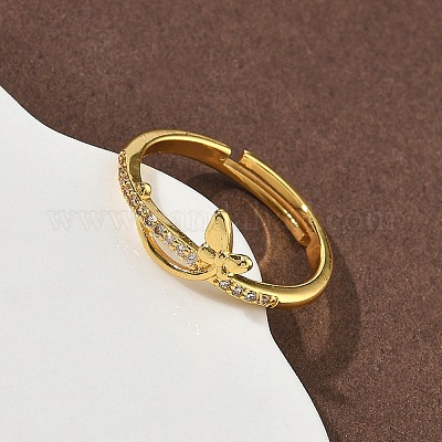 Латунные микро проложить пальцев кольца кубического циркония RJEW-H258-05G-1