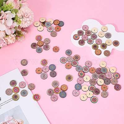 100 шт. пуговицы из тополя с 2 отверстиями BUTT-CY0001-14-1