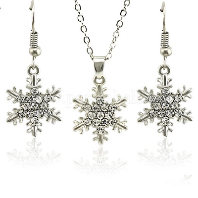 Комплекты из серег и ожерелий с подвесками из сплава со стразами FS-WG1CFD3-02-1