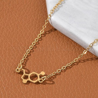 Ожерелья с подвесками из нержавеющей стали 304 с химическим символом NJEW-Z073-03G-04-1